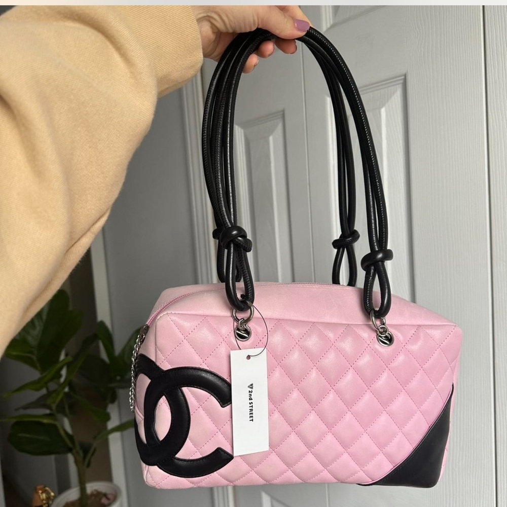 Chanel Quilted Pink and Black Shoulder Bag Vintage